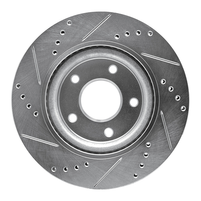 Nissan Juke Brake Rotor (1) - Front Right - R1 Concepts - Drilled & Slotted - Silver - `11-`19